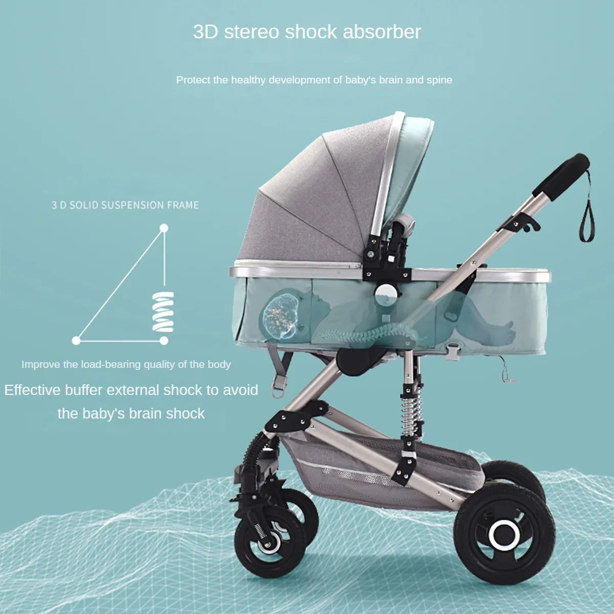 3 in 1 baby stroller Luxury High Landscape baby pram portable baby pushchair multifunctional Newborn Carriage double faced