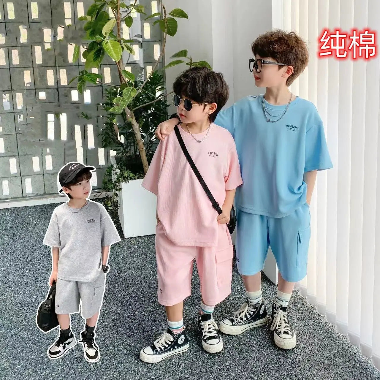 Fashion Boys Girls Cotton Suits Clothing Kid 2024 Summer Outfits Short Sleeve Tshirts Shorts Sets Loungewear Teenage Tracksuits