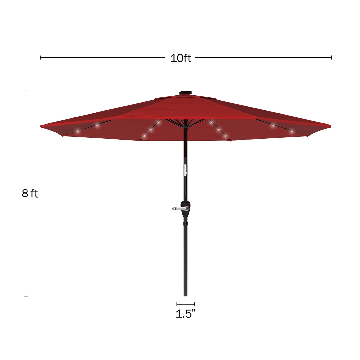 Modern Outdoor 10 Foot Patio Umbrella with Solar LED Light (Red)