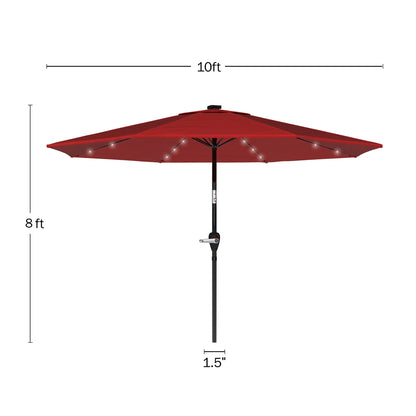 Modern Outdoor 10 Foot Patio Umbrella with Solar LED Light (Red)