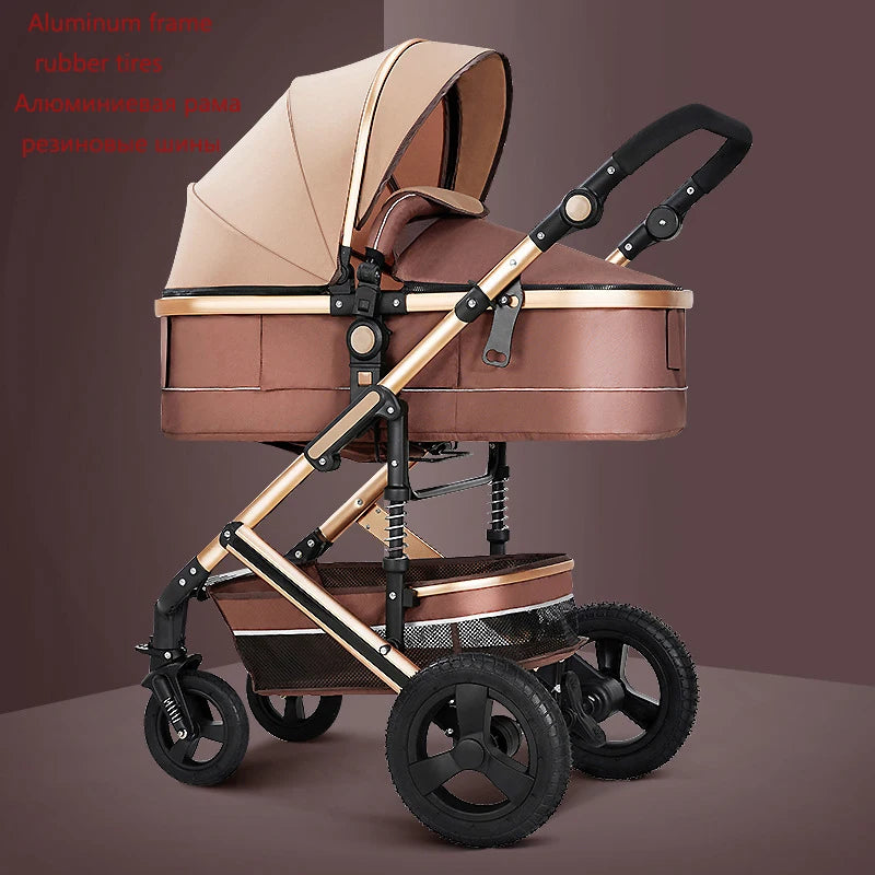 New 2024 Lightweight Luxury Baby Stroller 2 in 1,Portable High Landscape Reversible Stroller,Gold Stroller Travel Pram,baby car