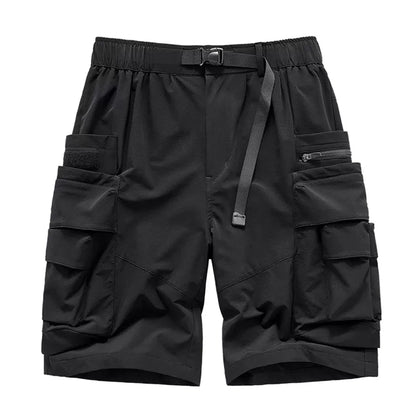 2023 New Men Fashion Cargo Shorts Multi Pockets Tactical Shorts Harajuku Streetwear Techwear Darkwear Shorts Hip Hop Y2K Black