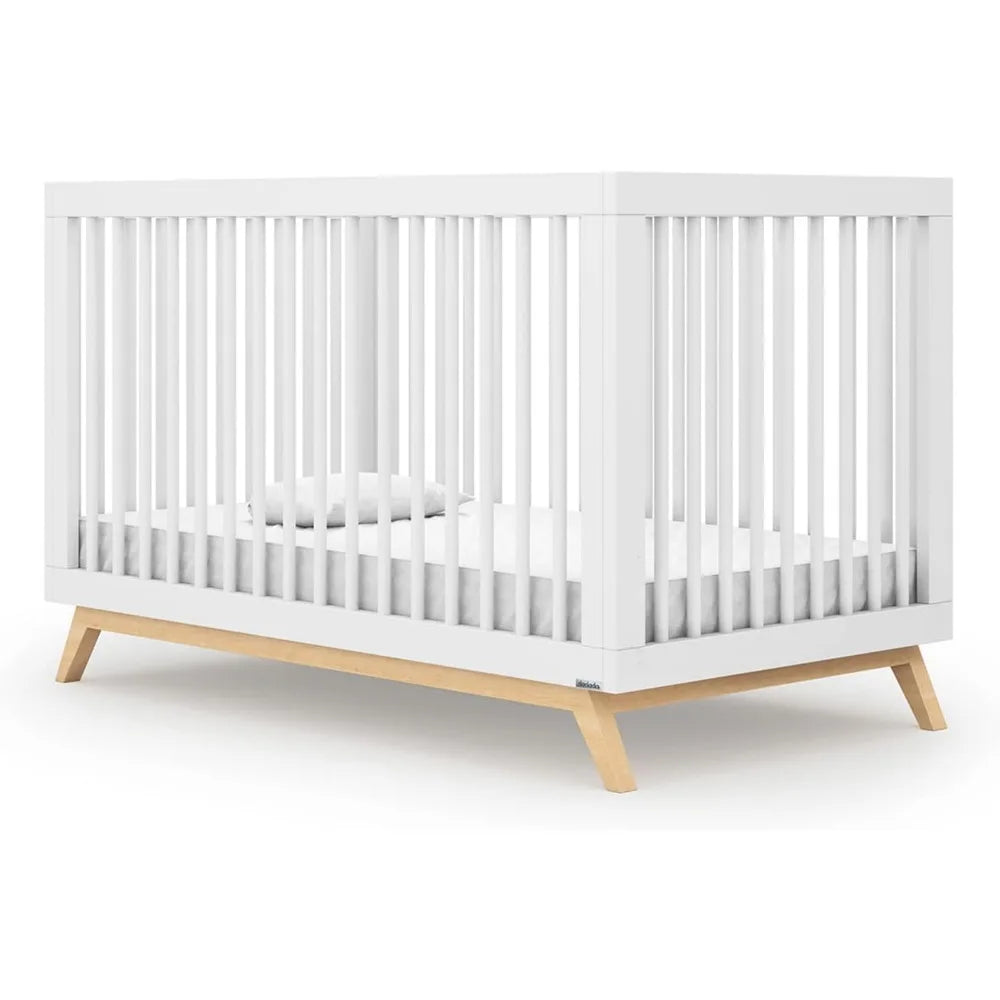 dadada Baby Soho 3-in-1 Convertible Crib to Toddler Bed – Wooden Crib Made in Italy, GREENGUARD Gold Certified Small Baby Crib