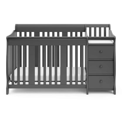 Convertible Crib and Changer (Gray) – Crib and Changing Table Combo with Drawer, Converts to Toddler Bed, Daybed and F