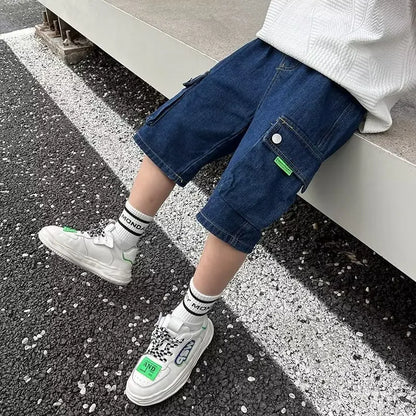 Children's Clothing For Boy Jeans Child Trousers Teen Boys Summer Clothes New Kids Teenagers Boy's Pants Shorts Loose Jeans