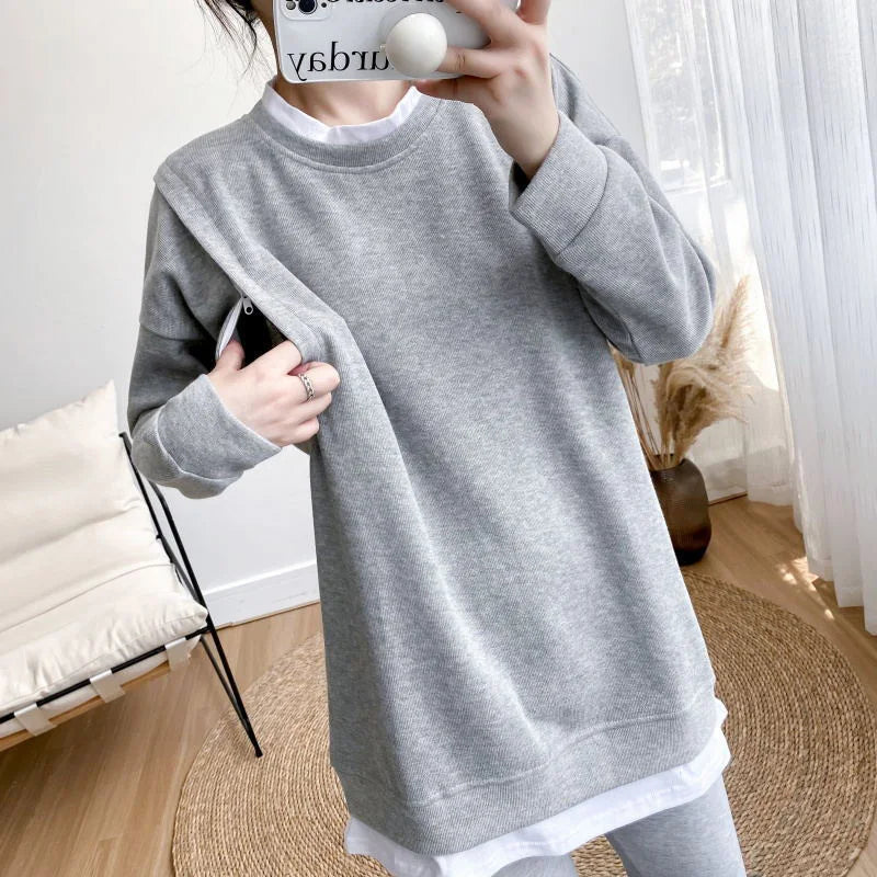 Spring Autumn Maternity Outfit Suits Long Sleeved Sets Clothes for Pregnant Women New Fashion Casual Pregnancy Clothing