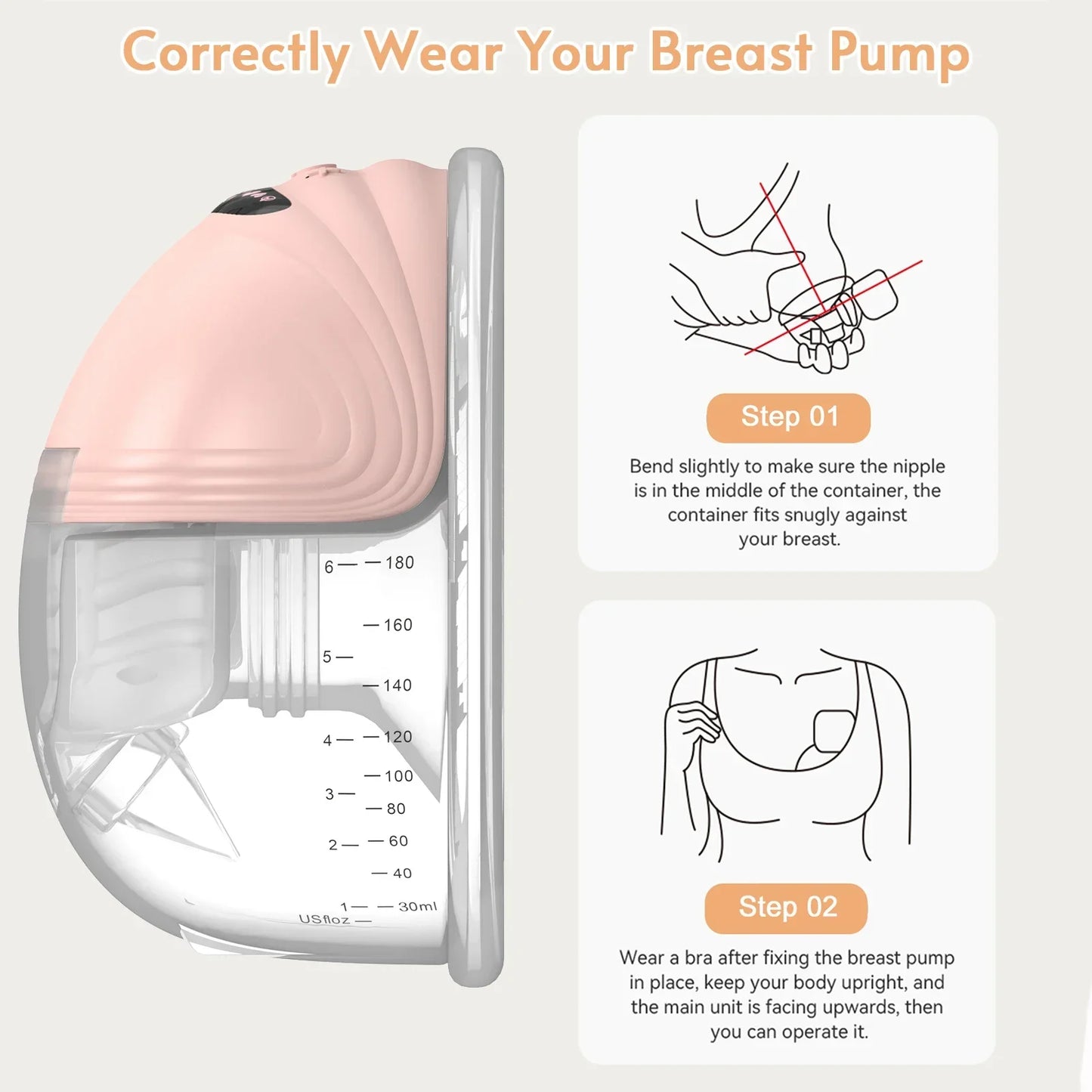 Portable Wearable Breast Pump - Hands Free Electric Breast Pumps - Silent BPA-free Breastfeeding Milk Collector