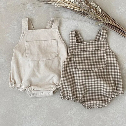 Korean Style Baby Boys Girl Bodysuits Sleeveless Corduroy Newborn Baby Boys Girls Jumpsuit Spring Autumn Baby Boys Girls Clothes