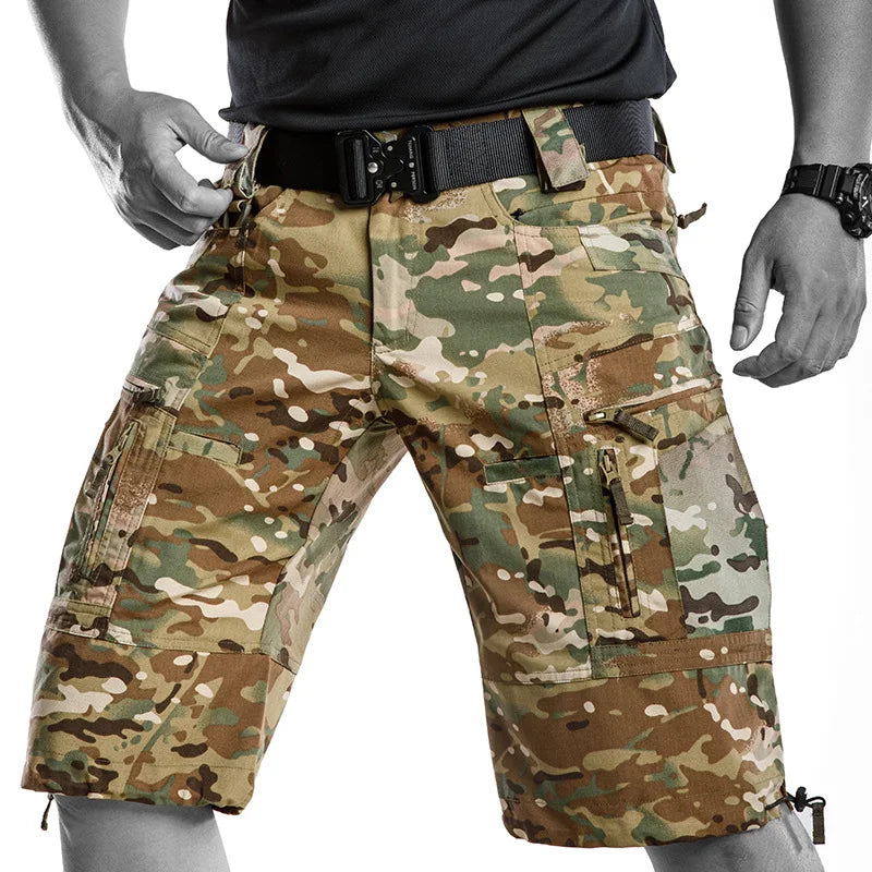 Outdoor Multifunctional Hiking Tactical Camouflage Shorts Summer Multipocket Wear-resistant and Splashproof Men's Cargo shorts