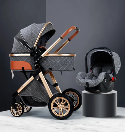 2024 New Baby Stroller 3 in 1 High Landscape Stroller Reclining Baby Carriage Foldable Stroller Baby Bassinet Puchair Newborn