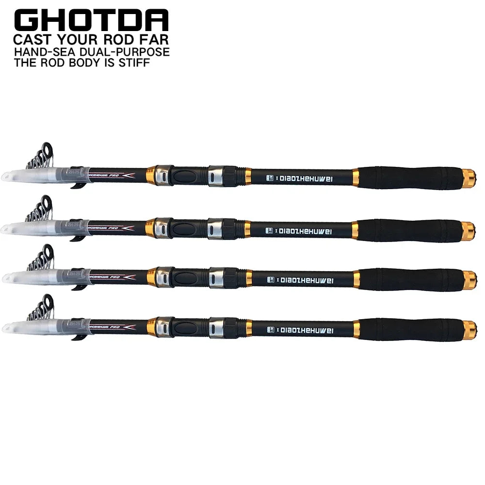 GHOTDA New Telescopic Fishing Rod 2.1M-3.6M Ultralight Carbon Fiber M Power Spinning Pole Lure Weight 5-50g Pesca