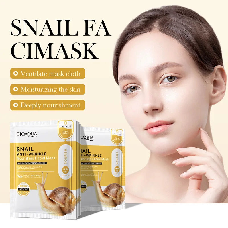 20pcs BIOAQUA Snail Face Mask skincare Moisturizing Nourishing Firming Facial Masks Face Skin Care Products