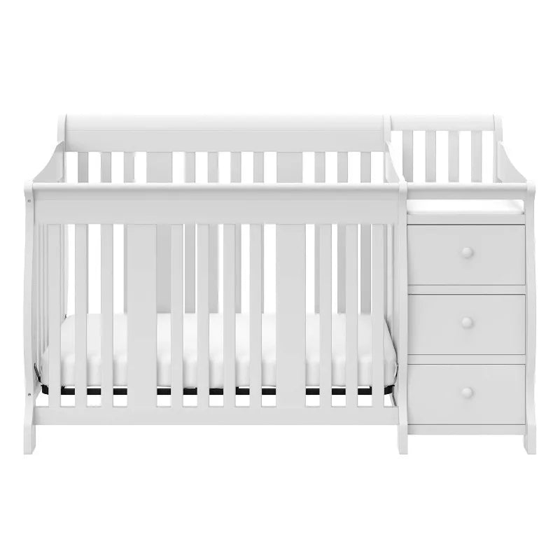 Storkcraft Portofino 5-in-1 Convertible Crib and Changer (White) – Changing-Table Combo