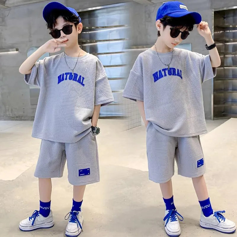 Summer Teenage Boy Clothes Children Letter Tshirt and Shorts Set Kid Short Sleeve Top Buttom 2pcs Outfits Kids Clothes