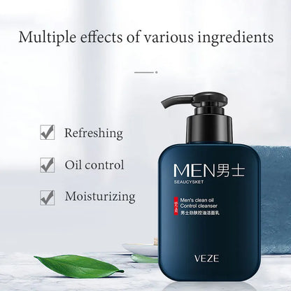 2pcs VENZEN Men's Facial Cleanser Moisturizing Oil Control Refreshing Face Wash Foam Face Cleanser Men Facial Skin Care Products