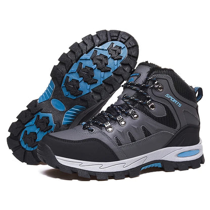 Large Size Outdoor Hiking Boots Men Women Non Slip Lace Up Climbing Winter Black Warm Fur Sneakers Size 42 Trekking Hiking Shoe