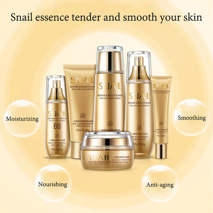 6pcs/Set Snail Skin Care Sets Moisturizing Facial skincare Products Face Cream Serum Facial Cleanser Toner Face Care Kits