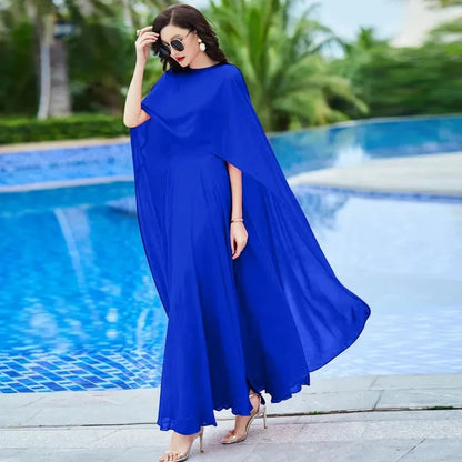 Shawl Dress Suit/Sun Protection Women Chiffon Dress Mother And Dress Two Piece Suit Bohemian Big Swing Long Dress Holiday Dress