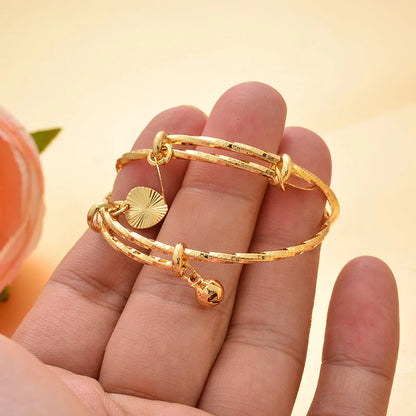 Trendy Small Gold Color Bangles&Bracelet For Boys Girls Beads Baby Bracelet Bangle Jewelry Christmas Gift