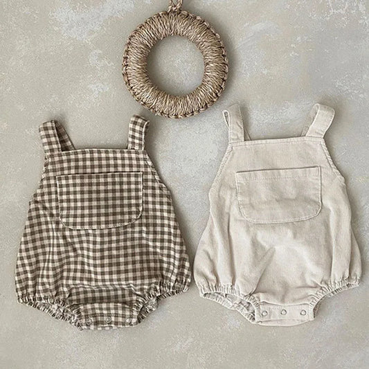 Korean Style Baby Boys Girl Bodysuits Sleeveless Corduroy Newborn Baby Boys Girls Jumpsuit Spring Autumn Baby Boys Girls Clothes