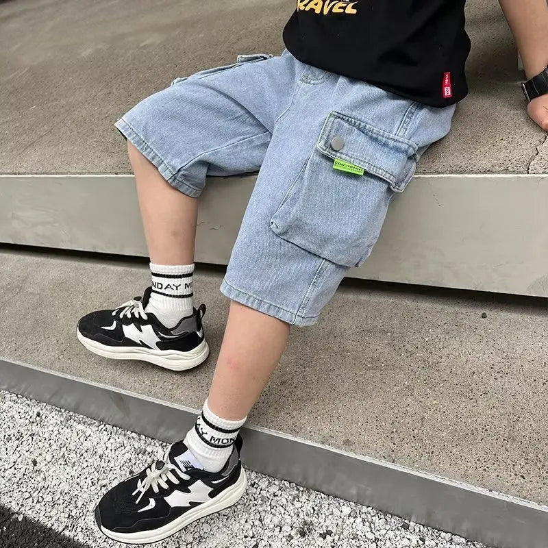 Children's Clothing For Boy Jeans Child Trousers Teen Boys Summer Clothes New Kids Teenagers Boy's Pants Shorts Loose Jeans