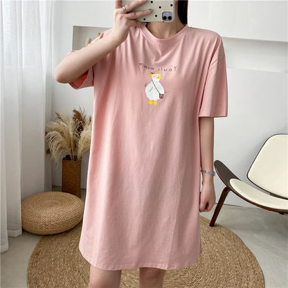 Pregnant Women Summer Breastfeeding Long Dress Convenient Baby Breastfeeding Clothes Loose T-shirt Dress Maternity Clothing