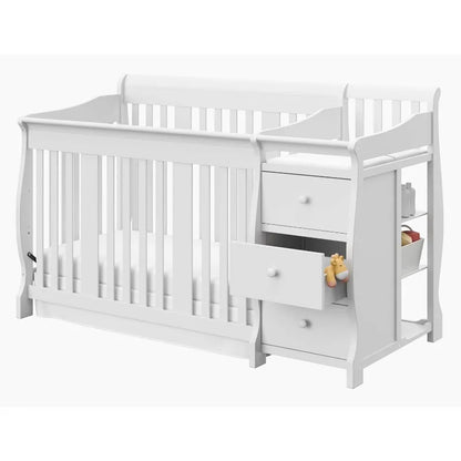 Storkcraft Portofino 5-in-1 Convertible Crib and Changer (White) – Changing-Table Combo