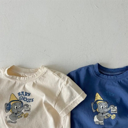 2024 Summer New Baby Cute Cartoon Print Short Sleeve T Shirts Cotton Infant Casual T Shirts Toddler Boy Girl Tee Kids Clothes