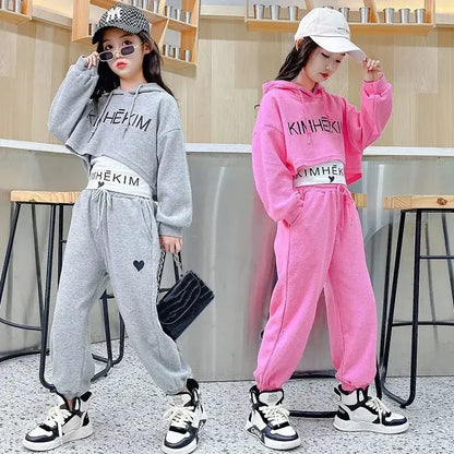 Girls Spring Casaul Fashion Korean Style Tracksuit Kids 3pcs Vest+Hoodie+Pants Sport Suits Teenage 5-14 Years Girls Clothing