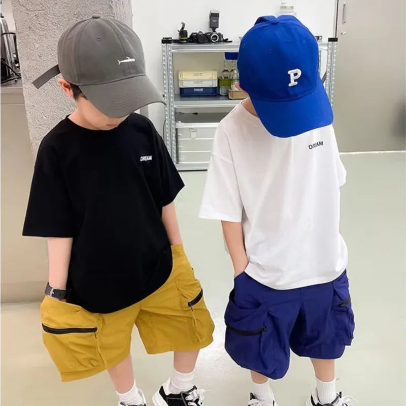 Children's Clothing From 11 To 12 Years Baby Summer Clothes Korea T-shirts For Boys Short T-shirt Tops Top Teenagers Sleeve Tee