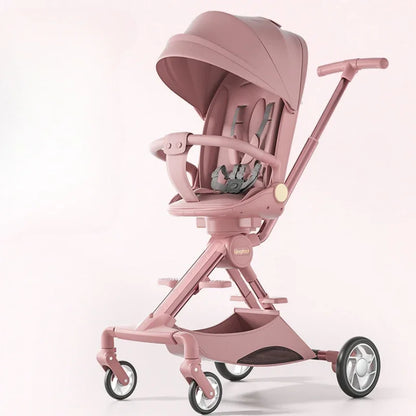 Lightweight Foldable High View Stroller Can Be Rotated 360° Sitable and Reclineable Baby Stroller Aluminum Alloy Frame