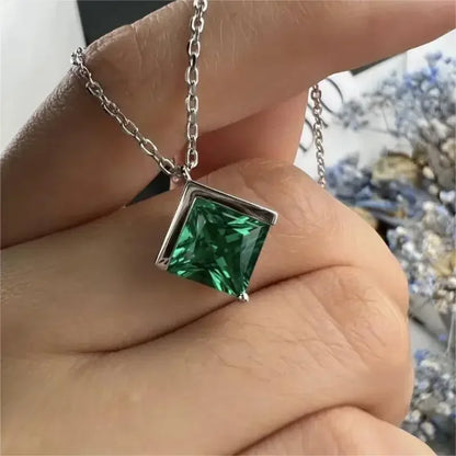 RUIF Customized 9k/14K/18K  Lab Grown Emerald Necklace Princess Cut  Fashion Jewelry Women Party Gift