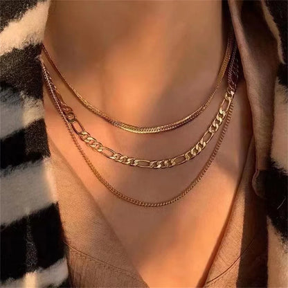 18K Pure Gold Figaro Chain Necklace Real AU750 Solid Gold Chain Beautiful Upscale Trendy Classic Party Women Fine Jewelry