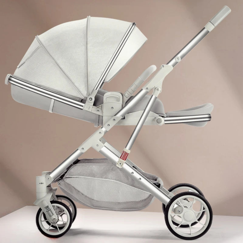 Two-way Lightweight Stroller Foldable High View Newborn Stroller Lightweight Travel Pram Sitting and Reclining Stroller