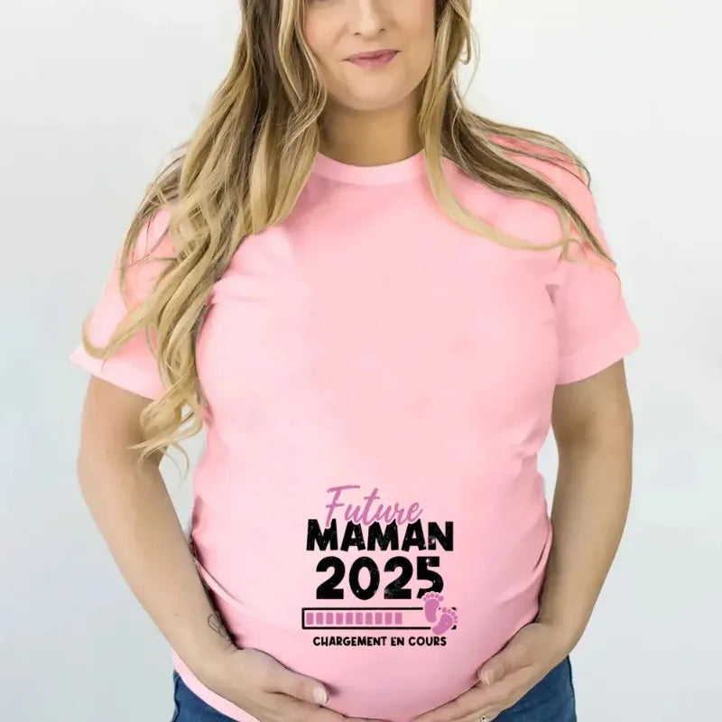 Future Mom 2025 Loading Pregnant Women Tee Shirt Short Sleeve Pregnant Girl T-shirt  Casual Pregnancy Announcement Clothing