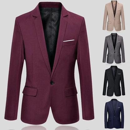 Men's Clothing Pure Color Coat Jacket Temperament Autumn And Winter Suit Jackets Casual Formal Blazer Top Male Slim Coat S-5XL