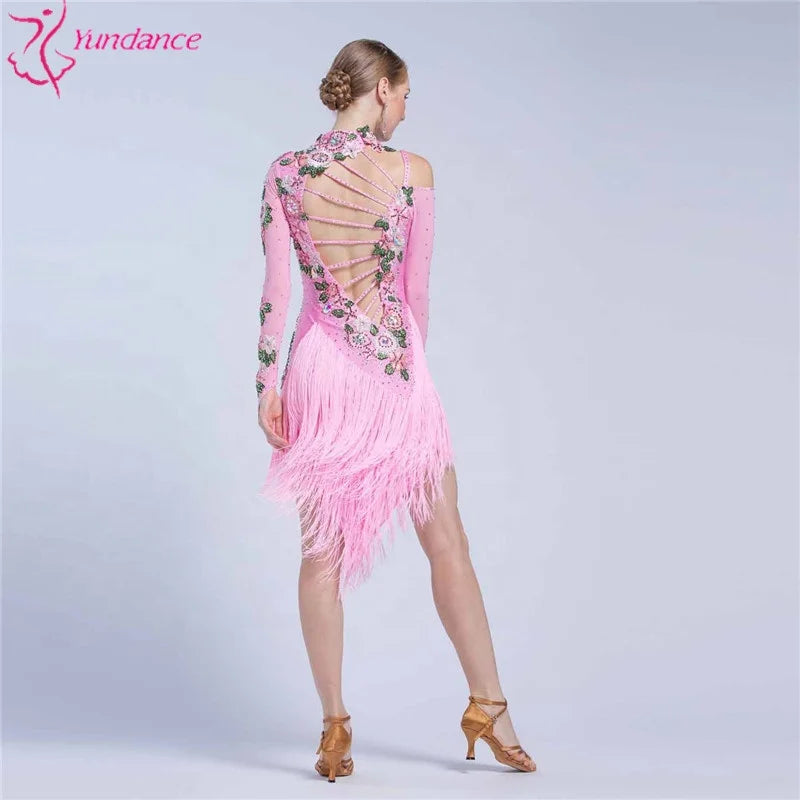 L-1759 Fashion women stage performance professional dance wear cha cha Jazz fringe latin dance dress cheap for sale