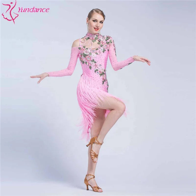 L-1759 Fashion women stage performance professional dance wear cha cha Jazz fringe latin dance dress cheap for sale