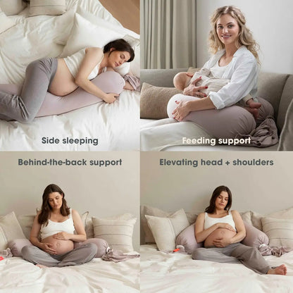 Bbhugme-adjustable pregnancy pillow, full body support for side sleeping, adjustable size and shape