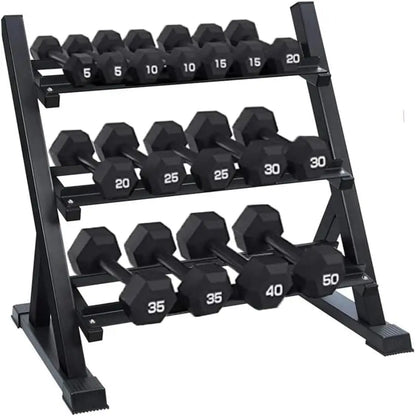 Fit Sports 3 Tier Dumbbell Rack for Home Gym and Commecial Gym, Stand Only, Heavy-Duty Multi Level Weight Rack for Free Weights,