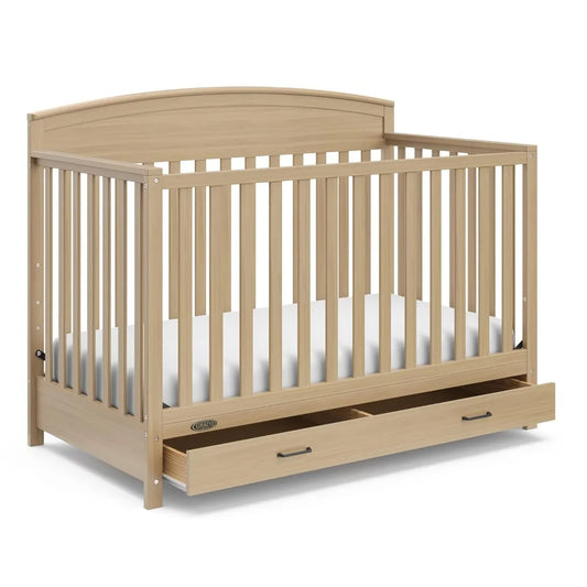 Graco Benton 5-In-1 Convertible Crib With Drawer (Driftwood) - Converts From Baby Crib To Toddler Bed, Daybed And Full-Size Bed,