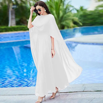 Shawl Dress Suit/Sun Protection Women Chiffon Dress Mother And Dress Two Piece Suit Bohemian Big Swing Long Dress Holiday Dress