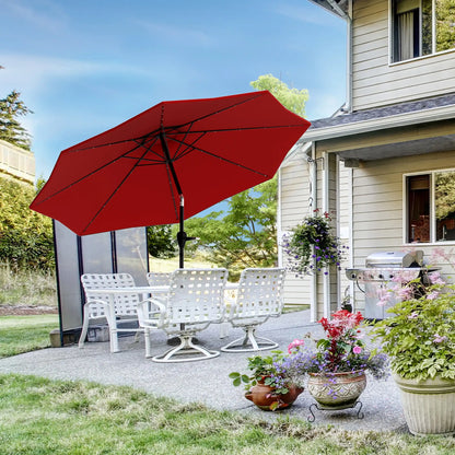 Modern Outdoor 10 Foot Patio Umbrella with Solar LED Light (Red)