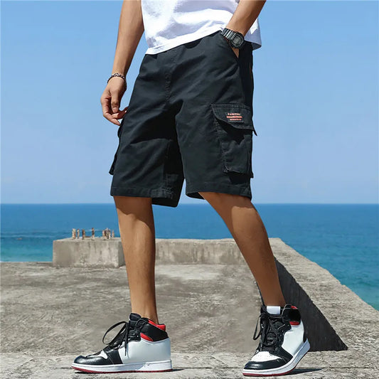 2023 New Summer Men Trend Cargo Shorts Men's Letter Print Pocket Shorts Fashion Casual Straight Shorts Male Ropa Hombre