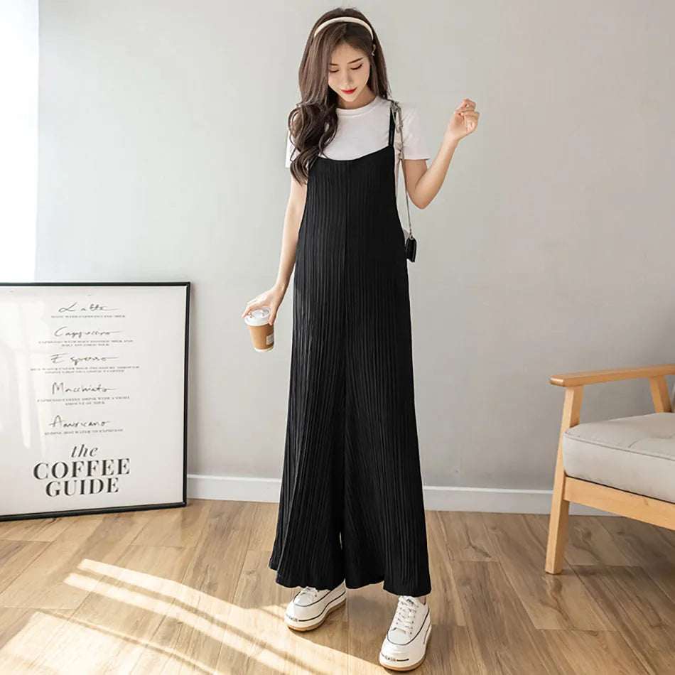 Maternity Clothings New Summer Overall Fashionable Loose Oversized Cropped Wide Leg Floor-Length Chiffon Pant for Pregnant Women