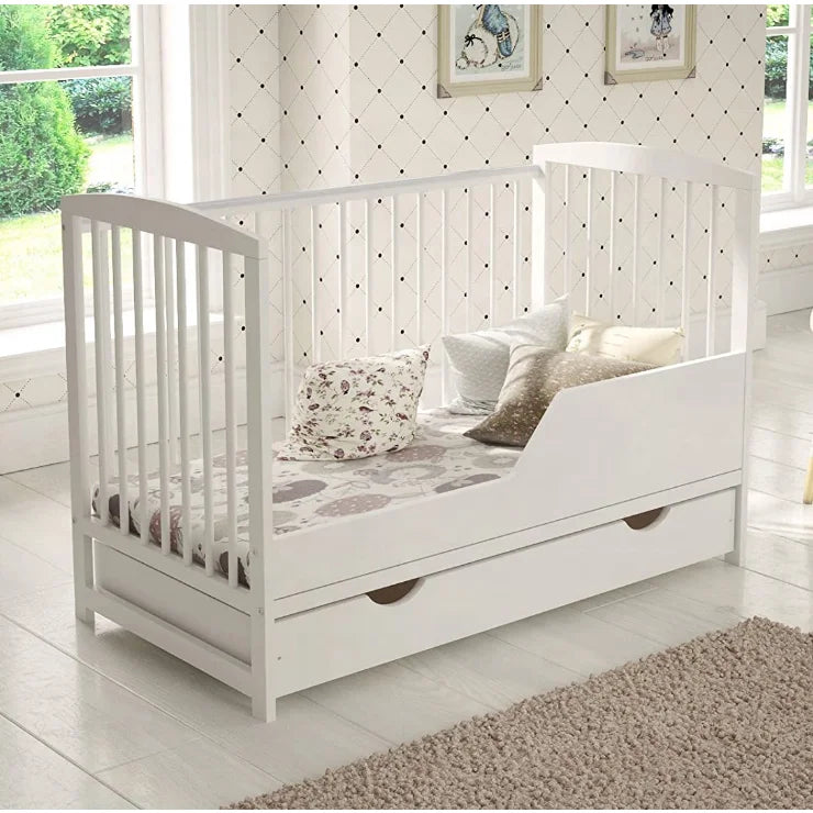 solid wood morden baby cribs kids furniture bed with drawer