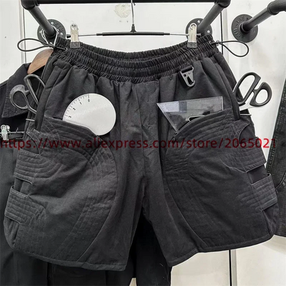 Whoisjacov pair of Puffer Shorts Cargo Men Women High Quality Multi Pocket Oversize Breeches