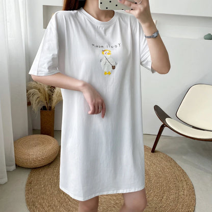 Pregnant Women Summer Breastfeeding Long Dress Convenient Baby Breastfeeding Clothes Loose T-shirt Dress Maternity Clothing