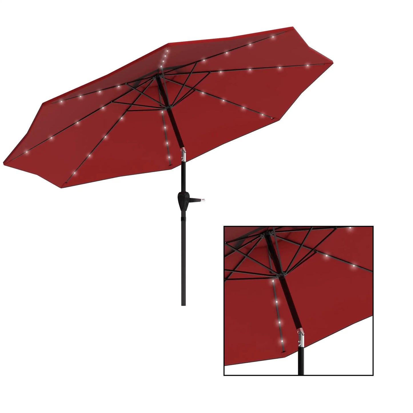 Modern Outdoor 10 Foot Patio Umbrella with Solar LED Light (Red)