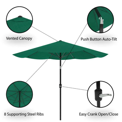 10-Foot Auto Tilt Patio Umbrella, Hunter Green Beach Umbrella Sunshade  Patio Furniture  Umbrella Stand